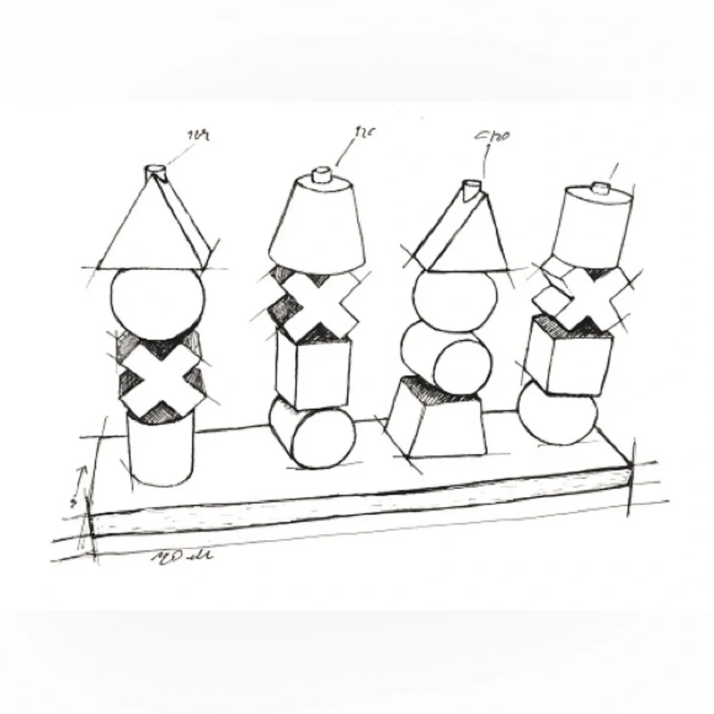 New🌟Anthropologie-Natural Colored XL Wood Stacking Toy